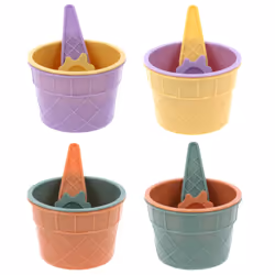 Plastic Ice Cream Bowls Spoon Set Dessert Sundae Cone Scoop Kids 8PCS