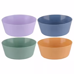 Plastic Cereal Bowls Coloured Round Breakfast Oatmeal Soup Bowl 4pc