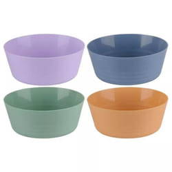 Plastic Cereal Bowls Coloured Round Breakfast Oatmeal Soup Bowl 4pc