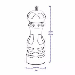 Salt Pepper Mill Grinder Manual Spice Herb Refillable Coarse Adjustable Plastic - Black