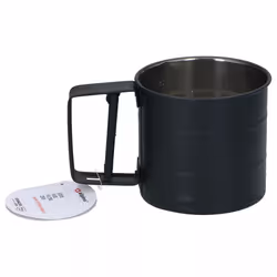 Sieve Cup Sifter Stainless Steel Flour Cocoa Icing Sugar Kitchen Baking Tool - Black