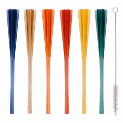 Reusable Drinking Straws Cocktail Muddler Masher 2In1 with brush