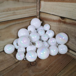 30 Christmas Assorted Shiny Matte Glitter White Iridescent Baubles