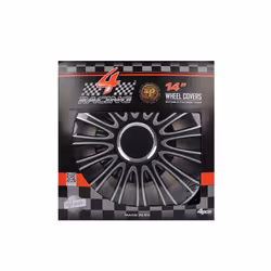 Górecki 2211195 hubcap 35.6 cm (14") ABS, Metal Black, Silver 4 pc(s)