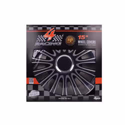 Górecki 2211196 hubcap 38.1 cm (15") ABS, Metal Black, Silver 4 pc(s)