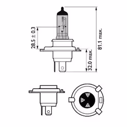 PHILIPS 12342CVUBW Bulb, spotlight H4 12V 60/55W 4300K Halogen