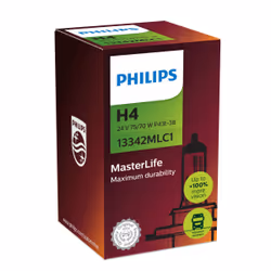 Philips MasterLife 13342MLC1 24 V headlight bulb, 75 W, 24 V, H4, Halogen, 3200 K, 10 pc(s)