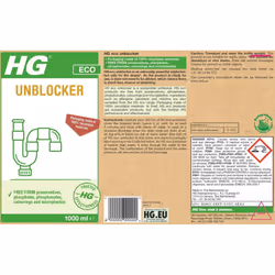HG ECO Drain Unblocker 1 Litre Kitchen Sink & Bathroom Sink - White