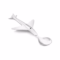 Zilverstad Children's Spoon Airplane, Alloy, Silver, 16.9 x 7.4 x 1.5 cm