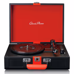 Lenco TT-110, Belt-drive audio turntable, Semi Automatic, Black, Red, Faux leather, Metal, Plastic, Wood, 33,45,78 RPM, Rotar ...