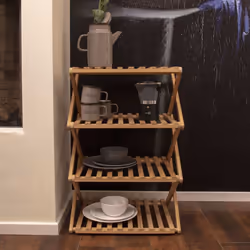 Bo-Camp Folding Camping Cupboard Fitzroy Bamboo Camp Furniture Bathroom Shelf