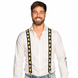 Boland 00652, Fancy dress suspender, Adult, Any gender, Iron, Polyester, Polyurethane, Elastane, Black, White, Yellow, 125 g