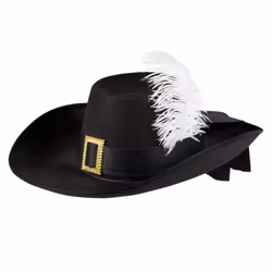 Boland 01385, Fancy dress hat, Any gender, Musketeer, Musketeer André, Feather, Polycarbonate (PC), Polyester, Black, White