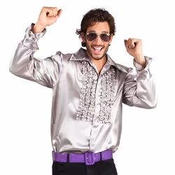 Boland 8712026021670, Fancy shirt, Adult, Male, Silver, L, Monochromatic