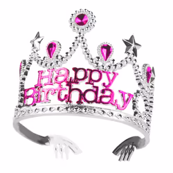 Boland 44077, Fancy dress diadem, Child, Female, Happy Birthday, Polystyrene, Silver