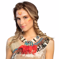 Boland 44129, Fancy dress necklace, Adult, Female, Feather, Iron, Polyester, Wood, Multicolour, 100 mm
