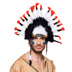 Boland 44138, Fancy dress hat, Any gender, Mohawk, Feather, Polyester, Black, Red, White, 310 mm