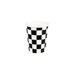 Racing Black And White Chequered Biodegradable Paper Cups 210ml - Pack of 10