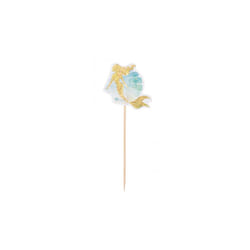 cocktail sticks Mermaid 12 cm wood gold 12 pieces