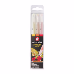 Sakura Stardust Happy, Capped gel pen, Copper, Gold, Red, Multicolour, Plastic, Water-based ink, Blister