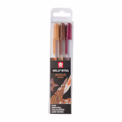 Sakura Gelly Roll Metallic Nature, Capped gel pen, Bordeaux, Copper, Sepia, Multicolour, Plastic, Round, Water-based ink