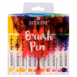 Talens Ecoline, 20 pc(s), Black, Blue, Green, Magenta, Orange, Red, Violet, White, Yellow, Multicolour, White, Round, Water-b ...