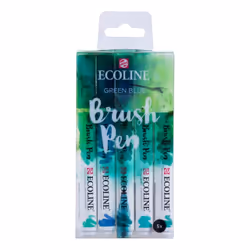 Talens 11509909, 5 pc(s), Blue, Green, Blue, Green, Round, Water-based ink, Blister
