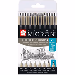 SAKURA PIGMA Micron Fineliner Pens Pack of 8 Black