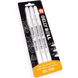 Sakura 05/08/10 Gel Pen - Bright White Ink - Blister Pack of 3