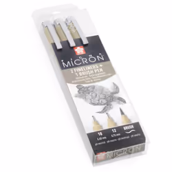 Pigma Micron - Pigment Fineliner Pens - Black Ink - Wallet Sets (Mixed x 3, Black)