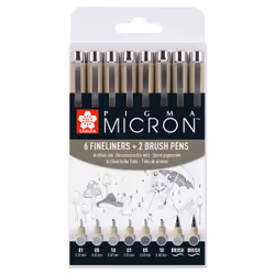 Sakura Pigma Micron, Grey, Light grey, Plastic, Round, Water-based ink, 0.6 mm, Blister