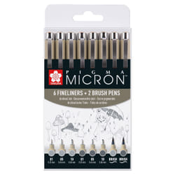 Sakura Pigma Micron fineliner Grey, Light grey 8 pc(s)
