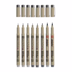 Sakura Pigma Micron fineliner Grey, Light grey 8 pc(s)