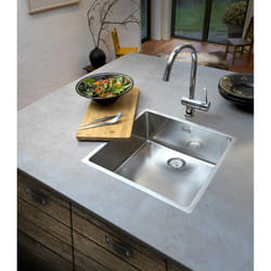 Reginox New York Kitchen Sink Square Single Bowl Stainless Steel Basket Waste