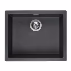 Reginox Amsterdam 50 Integrated Single Bowl Granite Kitchen Sink Black Silvery