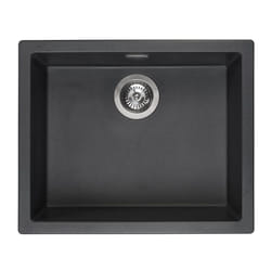 Reginox Amsterdam 50 Integrated Single Bowl Granite Kitchen Sink Black Silvery