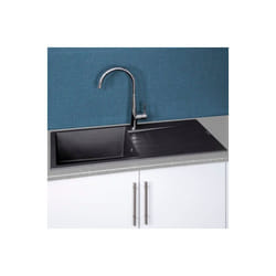 Reginox Harlem10 Kitchen Sink Single Bowl Black Granite Reversible Drainer Waste