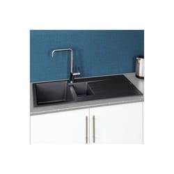 Reginox Harlem15 Kitchen Sink 1.5 Bowl Silver Black Granite Reversible Waste