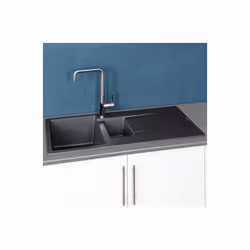 Reginox Harlem15 Kitchen Sink 1.5 Bowl Silver Black Granite Reversible Waste