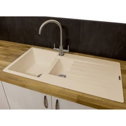 Reginox Harlem15 Kitchen Sink 1.5 Bowl Caffe Silvery Granite Reversible Waste