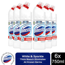 Domestos Thick Bleach White & Sparkle Disinfectant Cleaner, 6x750ml