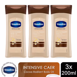 Vaseline Body Gel Oil Intensive Care Cocoa Radiant 200ml, 3pk