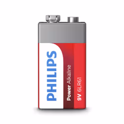 Philips Power Alkaline Battery 6LR61P1B/10, Single-use battery, 6LR61, 9V, Alkaline, 9 V, 25 mm, 17 mm