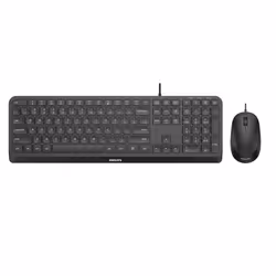 Philips 2000 series SPT6207B/19, Full-size (100%), Wired, USB, AZERTY, Black, Mouse included