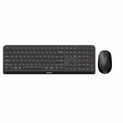 Philips 4000 series SPT6407B/16, Full-size (100%), Wireless, RF Wireless + Bluetooth, QWERTY, Black, Mouse included