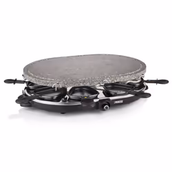 Princess 162720 Raclette 8 Oval Stone Grill Party, 8 person(s), Black, Oval, Stone, 430 x 300 mm, Rotary
