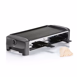 Princess 162840 Raclette 8 Grill, Teppanyaki Party, 8 person(s), Black, Rectangular, Aluminium, 420 x 210 mm, Rotary