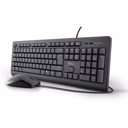 Trust Taro Wired Keyboard and Mouse Set - Qwerty UK Layout, Full-Size Keyboard, Spill-Resistant, 1.8 m Cable, USB Plug and Pl ...