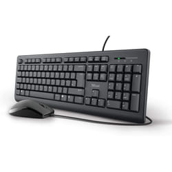Trust Taro Wired Keyboard and Mouse Set - Qwerty UK Layout, Full-Size Keyboard, Spill-Resistant, 1.8 m Cable, USB Plug and Play, Quiet Combo for