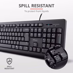 Trust Taro Wired Keyboard and Mouse Set - Qwerty UK Layout, Full-Size Keyboard, Spill-Resistant, 1.8 m Cable, USB Plug and Play, Quiet Combo for